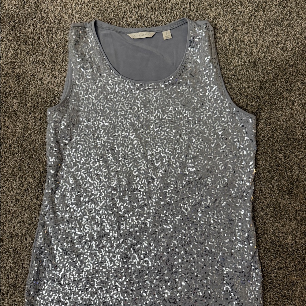 Laura Ashley Silver Sequin Tank Top